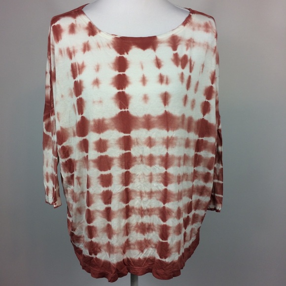 XCVI Tops - XCVI Pink White Tie Dye Large Light Weight Blouse